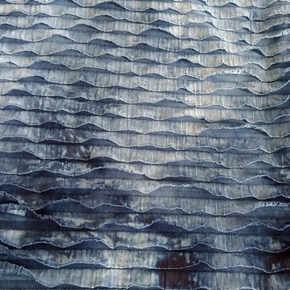 CATHERINES Blouse 1X 18-20W Plus Blue Chinelle Scoop Neck 3/4 Sleeve - Picture 6 of 11